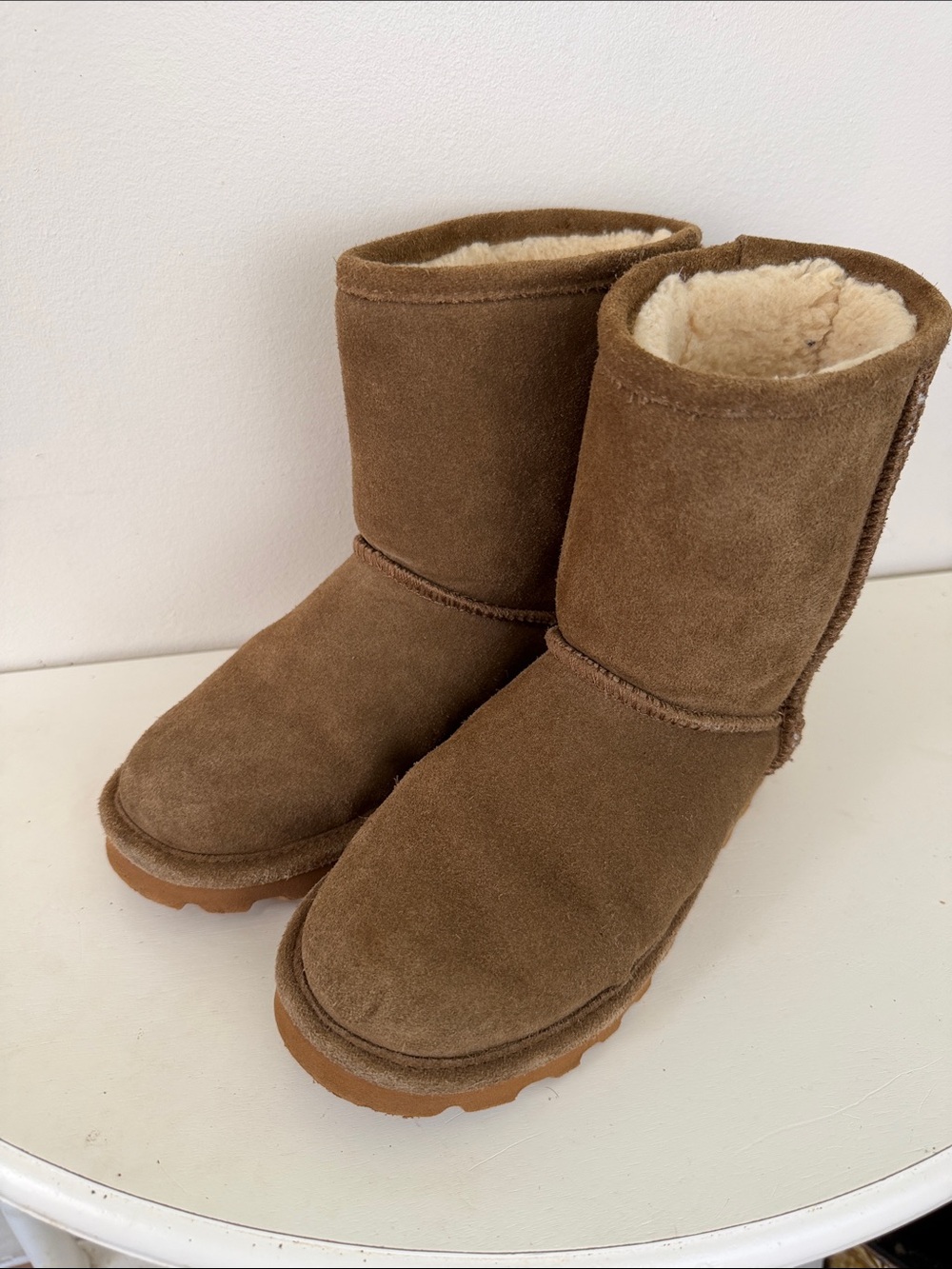 BearPaw Brown Suede Shearling-Lined Short Boots